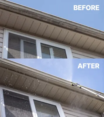 Exterior gutter cleaning kitchener waterloo before and after