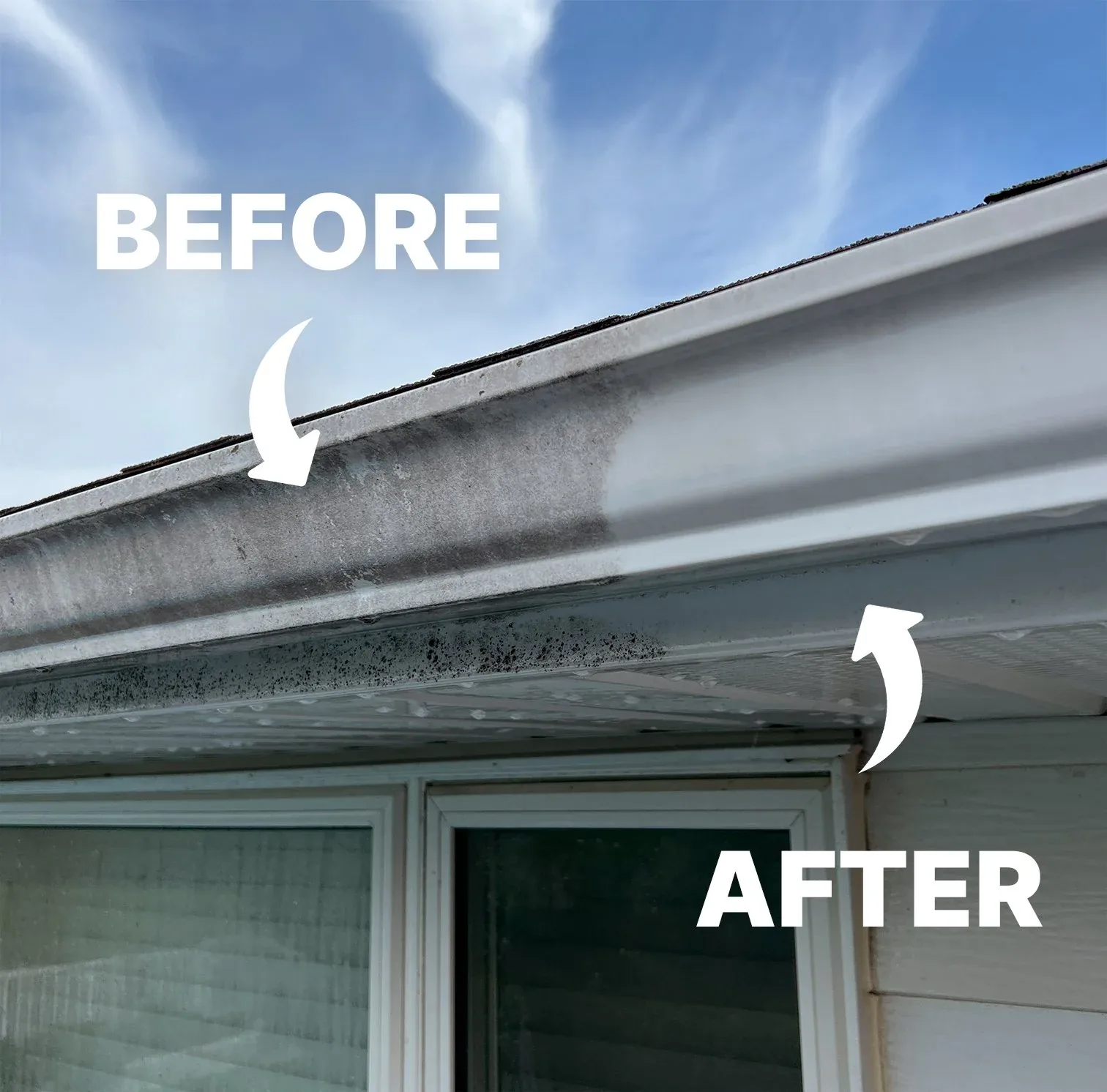 Gutter cleaning pressure washing transformation