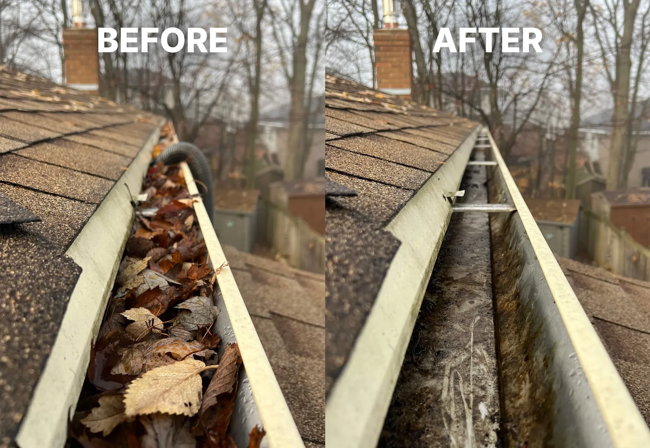 Gutter cleaning transformation before after 3