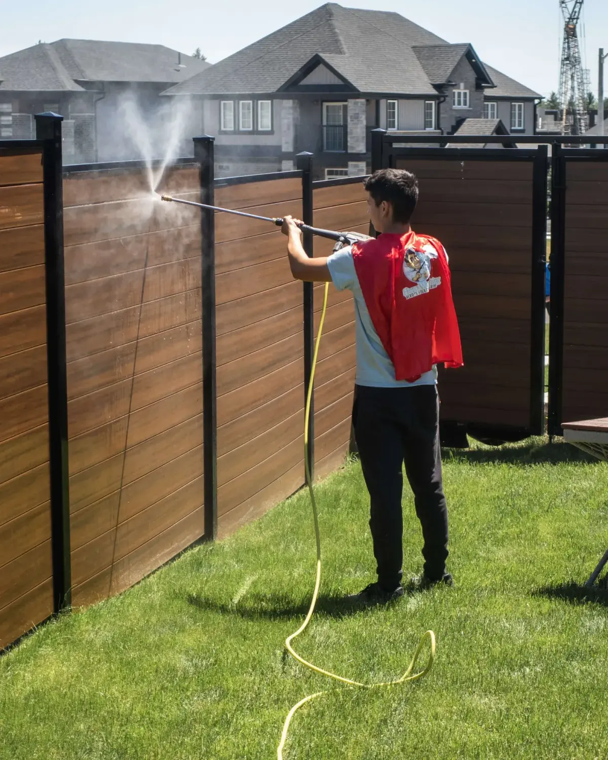 Professional pressure washing on a deck in Kitchener-Waterloo